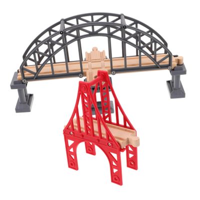 ORFOFE 2pcs Simulated Wooden Train Bridge Flexible Track Accessory for Creative Play Motor Skills Spatial Awareness Safe for Boys and Girls for Train Scene Layouts