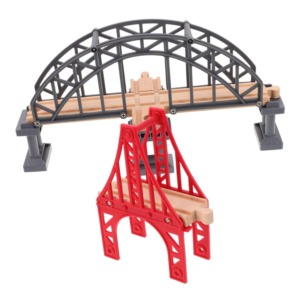 ORFOFE 2pcs Simulated Wooden Train Bridge Flexible Track Accessory for Creative Play Motor Skills Spatial Awareness Safe for Boys and Girls for Train Scene Layouts