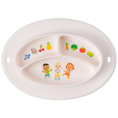 CoComelon Silicone Divider Plate - Suction Plates for Toddlers, Babies - BPA-Free- Non Slip Reusable Portable Toddler Plates with Suction, Less Mess - Portion Meal Time - Non Toxic, Dishwasher Safe