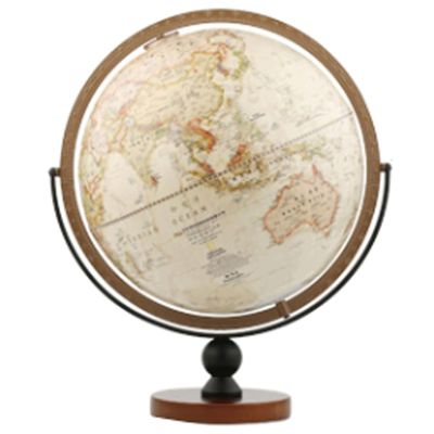 FADCAIYD Clear Dia 30CM Globe, 720 Rotation World Globe with Solid Wood Base, European Embossed Earth Globe for School/Home/Office Rotating