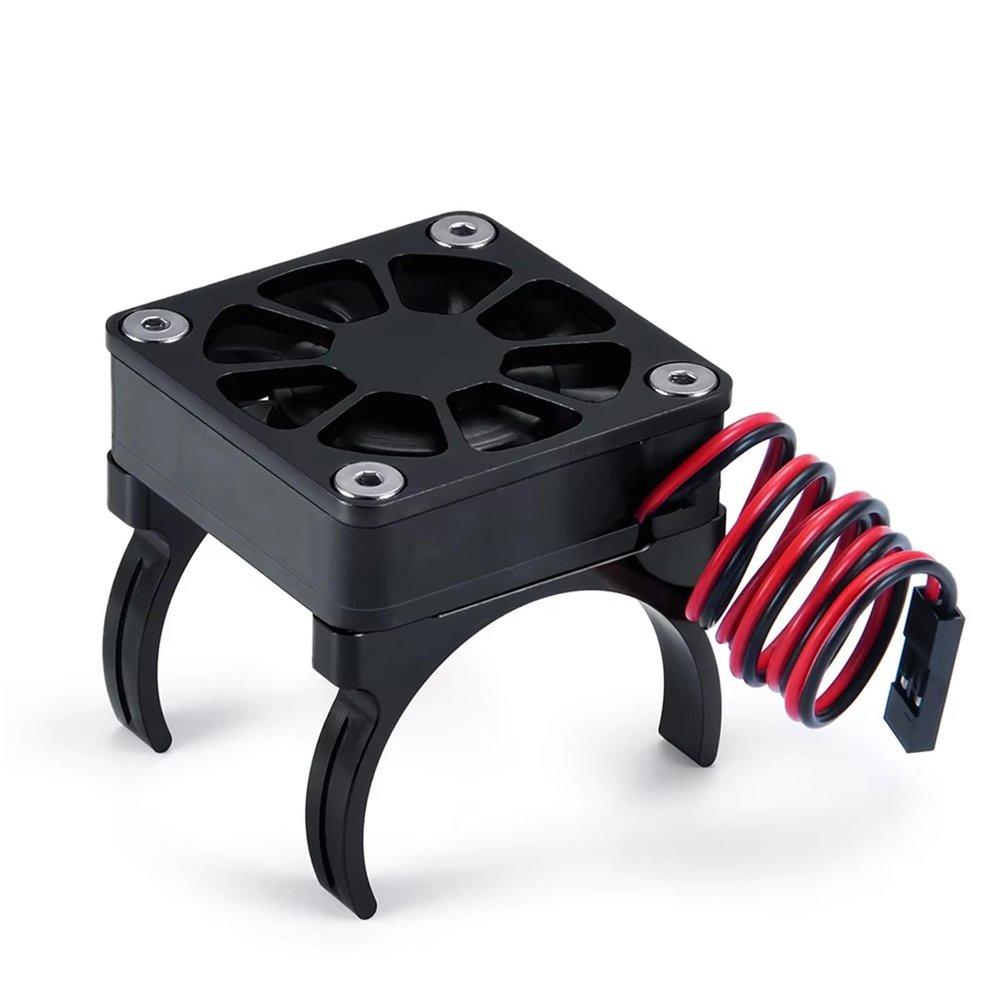 RC Car Accessories Compatible with TRX4 Upgrade Parts 1/10 RC Crawler Car Motor Radiator Cover Cooling Fan Motor Heatsink Temperature Control(Black)