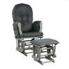 Ottoman Glider Rocking Chair for Nursing Mums, Elderly, Mothers, Wood Heavy Duty with Cushion, Adjustable Backrest Rocker for Living Room Set Baby Nursery TV Lounge Room (Dark Grey) view 1