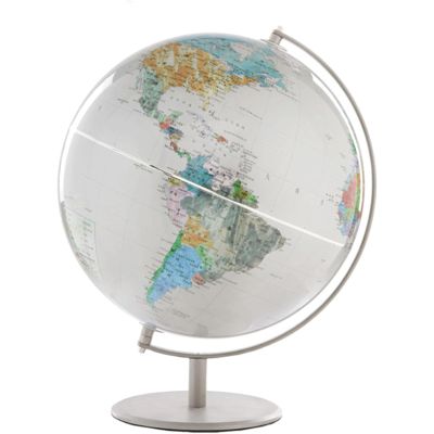FADCAIYD Clear 32CM/12.6IN Globe, HD Printed Map World Globe with Stainless Steel Stand, Colorful Easy-Read Earth Globe for School/Office Rotating
