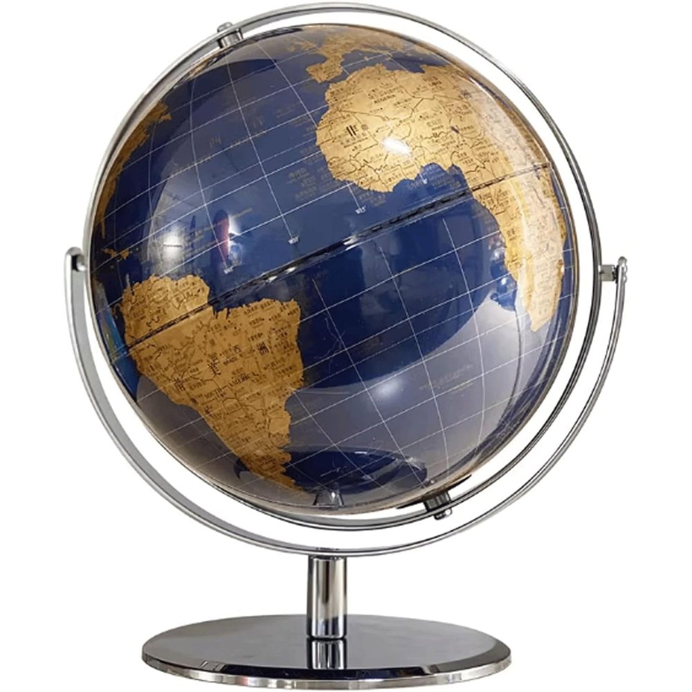 FADCAIYD Clear Dia 10-inch/25CM Globe, 720 Rotation World Globe with Metal Arc and Base, Chinese and English Bilingual Earth Globe Rotating