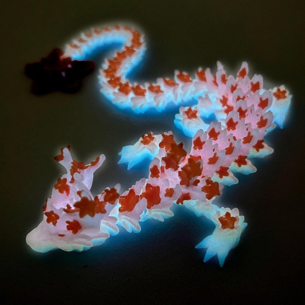 Aesinos 3D Printed Cherry Blossom Dragon3D Printed Animals 12in Cherry Blossom Decor 3D Printed Dragon Dragon Fidget Toy for Display Collection and Unique Gift (Luminous Orange)