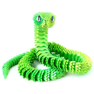 Memogizz 30 inch 3D Printed Snake, Year of The Snake 2025, Executive Desk Toys, Articulated Snake, Fidget Toys Gifts for Easter Adults (YellowGreen)