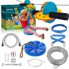ZEROMX Zip Line Kit for Kids and Adults Outdoor, UFO Trolley 75/100/120/150ft Zipline for Backyard, Up to 350 Lbs, Included Swing Seat, Ziplines Spring Brake and Safety Harness view 1