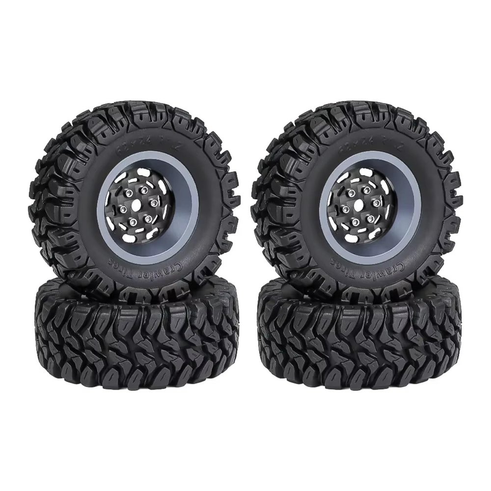 for TRX4M for SCX24 for AX24 for FCX24 4pcs 62mm 1.2" Carbon Fiber Beadlock Wheel Tire Set for 1/18 1/24 RC Crawler Car Upgrade Parts RC Vehicle Wheels Tires(Gray,C)