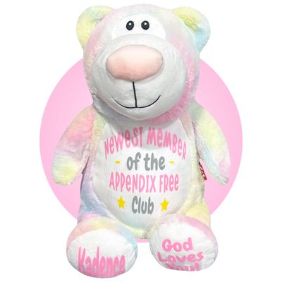 Kikilishop Gift for Getting Appendix Out - Personalized Appendix 17" Pastel Teddy Bears - Appendix Surgery Recovery Gifts - Appendectomy Recovery Gifts for Kids