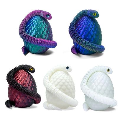 5PCS 3D Printed Snake Eggs with 11.8 Inch Snake Inside, Home Office Decor Executive Desk Toys for Autism/ADHD, Perfect for Easter Gifts, Collectibles & Kids Imagination Adventure (Multicolor5-5PCS)