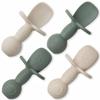 Ginbear Platinum Silicone Baby Spoons Self Feeding 6 Months First Stage, Non Toxic Infants Led Weaning Utensils for Training, Soft BLW Supplies Pack of 4 (Dark Sage/Ivory) view 1