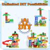XYNGU Marble Run Building Blocks,Classic Large Blocks Maze Track Sets with 4 Cars,STEM Toy Bricks Maze Puzzle Set Race Track Compatible with Major Brands for Age 3 4 5 6 7 8+ Boys Girls Gift view 3