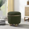Round Storage Stool, Storage Stool with Storage Space and Cushioned seat, Available in Bedroom, Living Room, entryway-Dark Green view 1