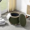 Round Storage Stool, Storage Stool with Storage Space and Cushioned seat, Available in Bedroom, Living Room, entryway-Dark Green view 2