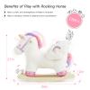 Baby Rocking Horse,Unicorn Wooden Rocking Horse for Toddlers 1 Year Old Cute Pink Stuffed Plush Ride-on Rocking Animal for Baby Girls Nursery/Child Christmas or Birthday Gift view 2