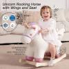 Baby Rocking Horse,Unicorn Wooden Rocking Horse for Toddlers 1 Year Old Cute Pink Stuffed Plush Ride-on Rocking Animal for Baby Girls Nursery/Child Christmas or Birthday Gift view 4