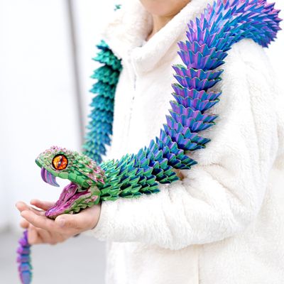 47.5inch Super Large 3D Printed Snake Models,Movable Teeth,Flexible Joint Animal lacertid Figurines, Stress Relief, Fidget restlessness, ADHD Toys, Surprise Fantasy Gifts (RGB/47.5inch)