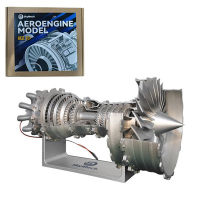 ENGINEDIY Turbofan Engine Model TR 900 Functional Turbofan Aero Aircraft Engine DIY Assembly Build Your Own Aircraft Engine Model - 150 Pieces (Silver)