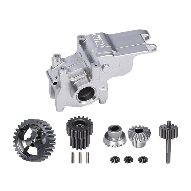 Aluminum 7075 Alloy Transmission Case + 40Cr Steel Transmission Gear Set for LOSI 1:24 Micro-B 2WD Buggy RTR-LOS00007 / 1:28 Micro-T 2S 2WD RTR Stadium Truck-LOS-1392 Upgrades - Silver