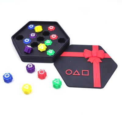 KoovDem Traditional Tossing Game,Gongi Korean Folk Game Set Family Travel Gongi Folk Set Pieces Dice with Base (Hexagonal Gift Box)