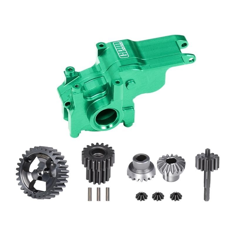 Aluminum 7075 Alloy Transmission Case + 40Cr Steel Transmission Gear Set for LOSI 1:24 Micro-B 2WD Buggy RTR-LOS00007 / 1:28 Micro-T 2S 2WD RTR Stadium Truck-LOS-1392 Upgrades - Green