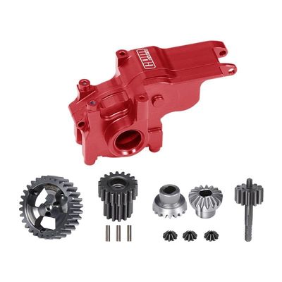 Aluminum 7075 Alloy Transmission Case + 40Cr Steel Transmission Gear Set for LOSI 1:24 Micro-B 2WD Buggy RTR-LOS00007 / 1:28 Micro-T 2S 2WD RTR Stadium Truck-LOS-1392 Upgrades - Red