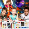 146 Pc Space Party Favors Set  Includes 12 Outer Space Wood Painting Crafts, Wristbands, LED Finger Lights, Bubbles & Astronaut Cards  Fun Space Themed Party Favors & Classroom Prizes for Kids view 2
