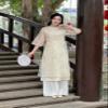 A37 Cream Yellow Ao Dai Vietnam | Vietnamese Traditional Ao Dai For Women | Ao Dai For Women | Vietnamese Dress For Women | Ao Dai Tet (M) view 2