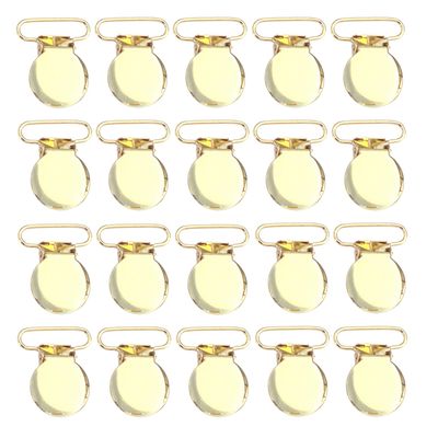 25mm 1" Suspender Pacifier Clips Sutoyuen Baby Pacifier Clips for DIY Making Dummy Pacifier Holders Bib Clips Holder Gold Color (20Pcs Gold)