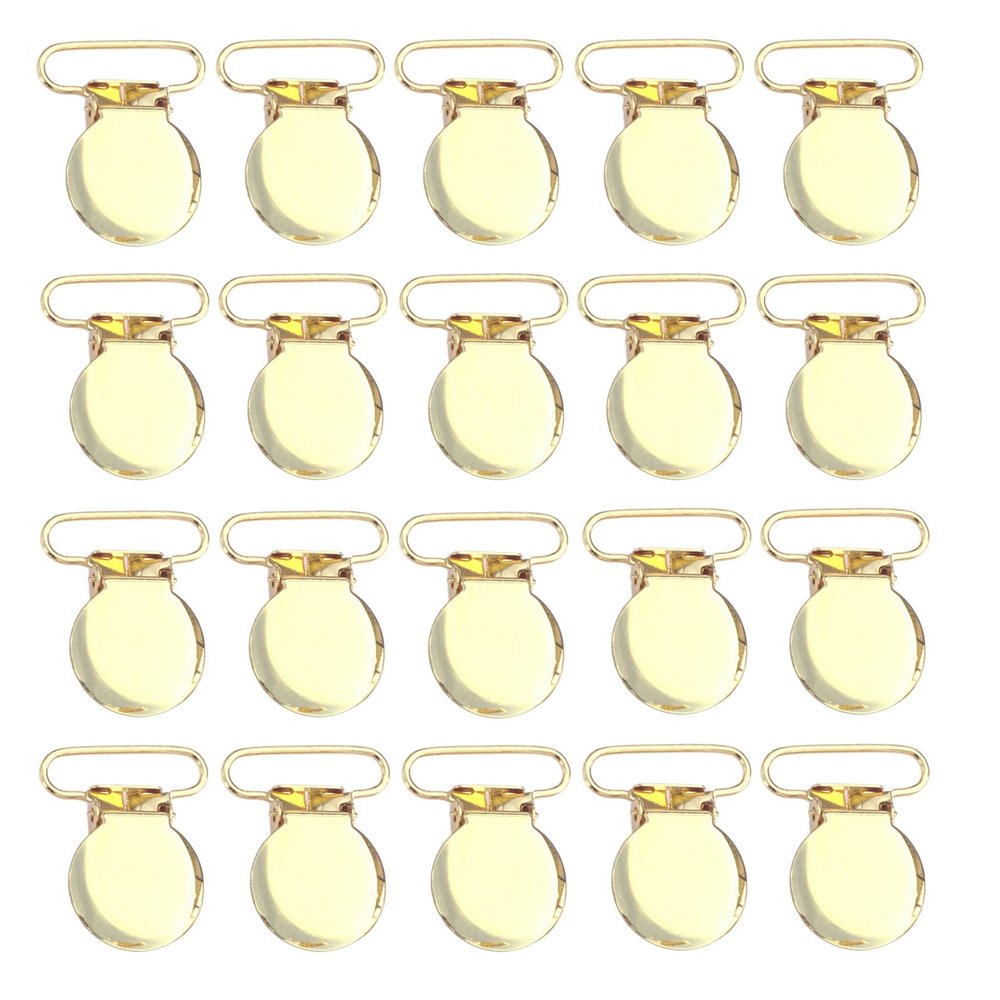 25mm 1" Suspender Pacifier Clips Sutoyuen Baby Pacifier Clips for DIY Making Dummy Pacifier Holders Bib Clips Holder Gold Color (20Pcs Gold)