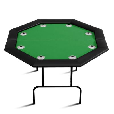 GarveeLife Octagon Poker Table with 8 Stainless Steel Cup Holders, Casino Leisure Table for 8 Players, Blackjack Gaming Table with Water-Resistant Cushioned Rail