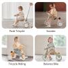 4-in-1 Toddler Tricycle with Adjustable Push Handle for 1-4 Year Old,Birthday Gift and Toy for Boys and Girls Removable Pedals Balance Bike&Scooter (Green) view 3