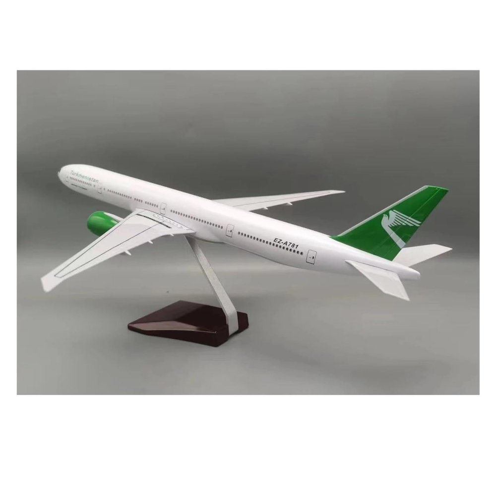 LIUSANGLIU Scale Aircraft 47cm 1:157 for 777 Aircraft Model B777-300 Turkmenistan Boeing B777 Aircraft Model Die-cast Plane Model Suitable for Display(with Light)