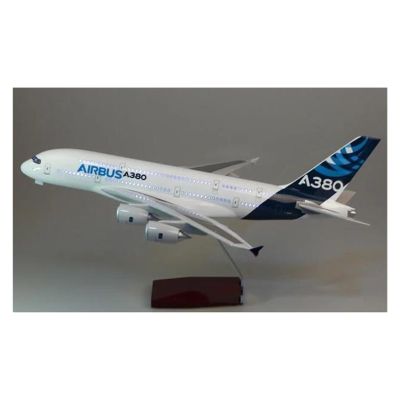 LIUSANGLIU Scale Aircraft 50.5CM 1/160 for 380 Aircraft Airbus Model Die-cast Plastic Resin A380 Aviation Model Decorative Souvenirs Suitable for Display(with Light)