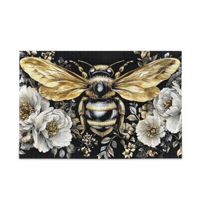 XYMZR Bee Floral White Gold Jigsaw Puzzle 500 Piece, Educational Intellectual Decompression Puzzle Game Jigsaw Puzzle for Adult Active Thinking Party Entertainment, Family Games