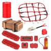 1/24 & 1/18 RC Crawler Accessories Simulation Decoration Mini Luggage Net, Recovery Board, Fuel Tanks, Fire Extinguisher, Wood Box, Shovel for 1/18 TRX4M 1/24 Axial SCX24 FMS (Red) view 1
