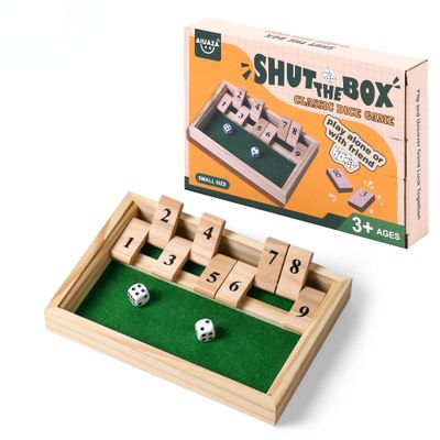 AIUAZA Shut The Box dice Game,Wooden Board Games 2-Person Competitive, Traditional bar, Travel, Family, Fun Math(Small-Sized)