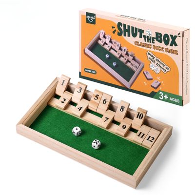 AIUAZA Shut The Box dice Game,Wooden Board Games 2-Person Competitive, Traditional bar, Travel, Family, Fun Math(Large Size)