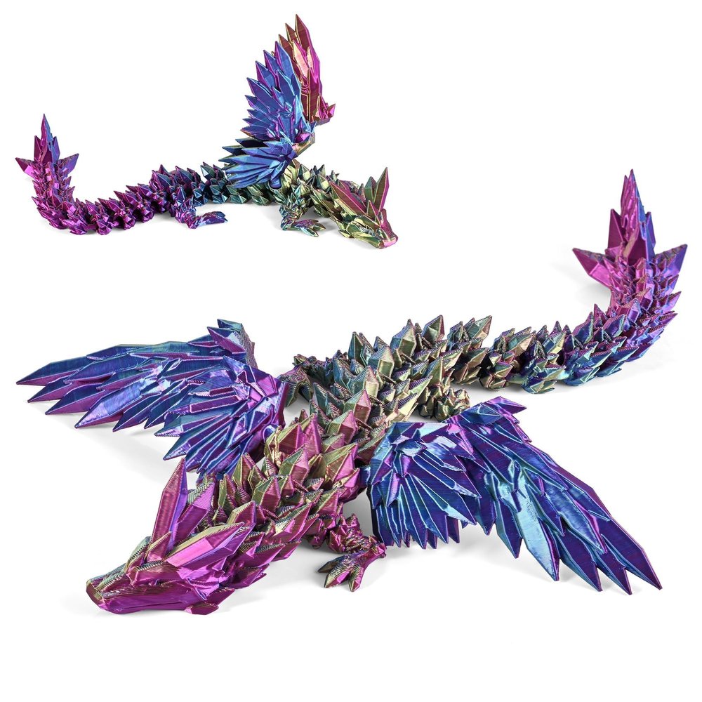 GemmiCho 3D Printed Dragon with Wings, 11" 3D Printed Dragon Toys for Kids, 3D Dragon for Stress Relief, Surprise Animals Figurines Fidget Dragon Toys for Boys Kids Teen 5-7 4-6 8-12