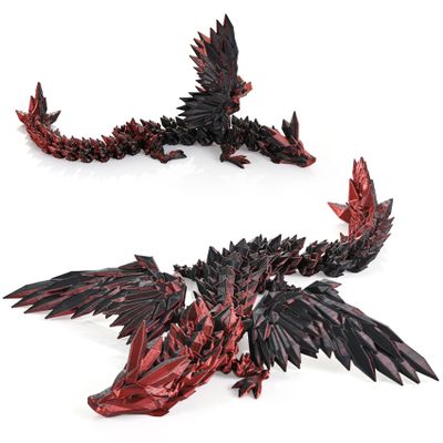 GemmiCho 3D Printed Dragon with Wings, 11" 3D Printed Dragon Toys for Kids, 3D Dragon for Stress Relief, Surprise Animals Figurines Fidget Dragon Toys for Boys Kids Teen 5-7 4-6 8-12