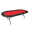 96" Light Series Foldable Poker Table with Wooden Racetrack Felt, Stainless Steel Legs & Cup Holders - Red view 1