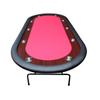 96" Light Series Foldable Poker Table with Wooden Racetrack Felt, Stainless Steel Legs & Cup Holders - Red view 2