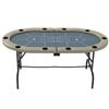 Foldable Poker Table - 70" Oval Casino-Style Gaming Table for 10 Players, Blue & Brown view 2