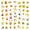 100pcs Bee Theme Waterproof Vinyl Stickers - Bumble Bee Decor & Party Favors Gifts for Laptop, Water Bottle, Skateboard view 2