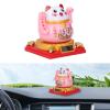 Solar Powered Lucky Beckoning Cat, Fortune Money Good Luck, Waving Cat for Home Car Office Decoration (Small 8x26cm) view 3