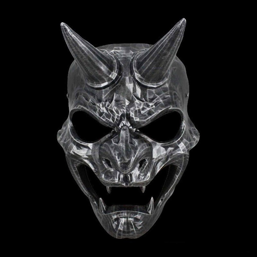 Amonkky Resin Japanese Shogunate soldier Mask Halloween Role Playing Terrifying Mask Halloween Masquerade Costume Props (Silvery)