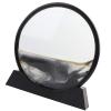 Flowing Sand Painting, 3D Hourglass Decoration Round Glass Frame Artwork Landscape Quicksand Decor River Black (12 inches Black) view 2