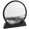 Flowing Sand Painting, 3D Hourglass Decoration Round Glass Frame Artwork Landscape Quicksand Decor River Black (12 inches Black) view 3