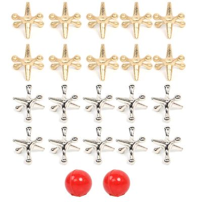 Set of Vintage Metal Ball Lifters and Toys Classic Game Includes 20 Metal Lifts and 2 Red Rubber Balls for Children Adults Family