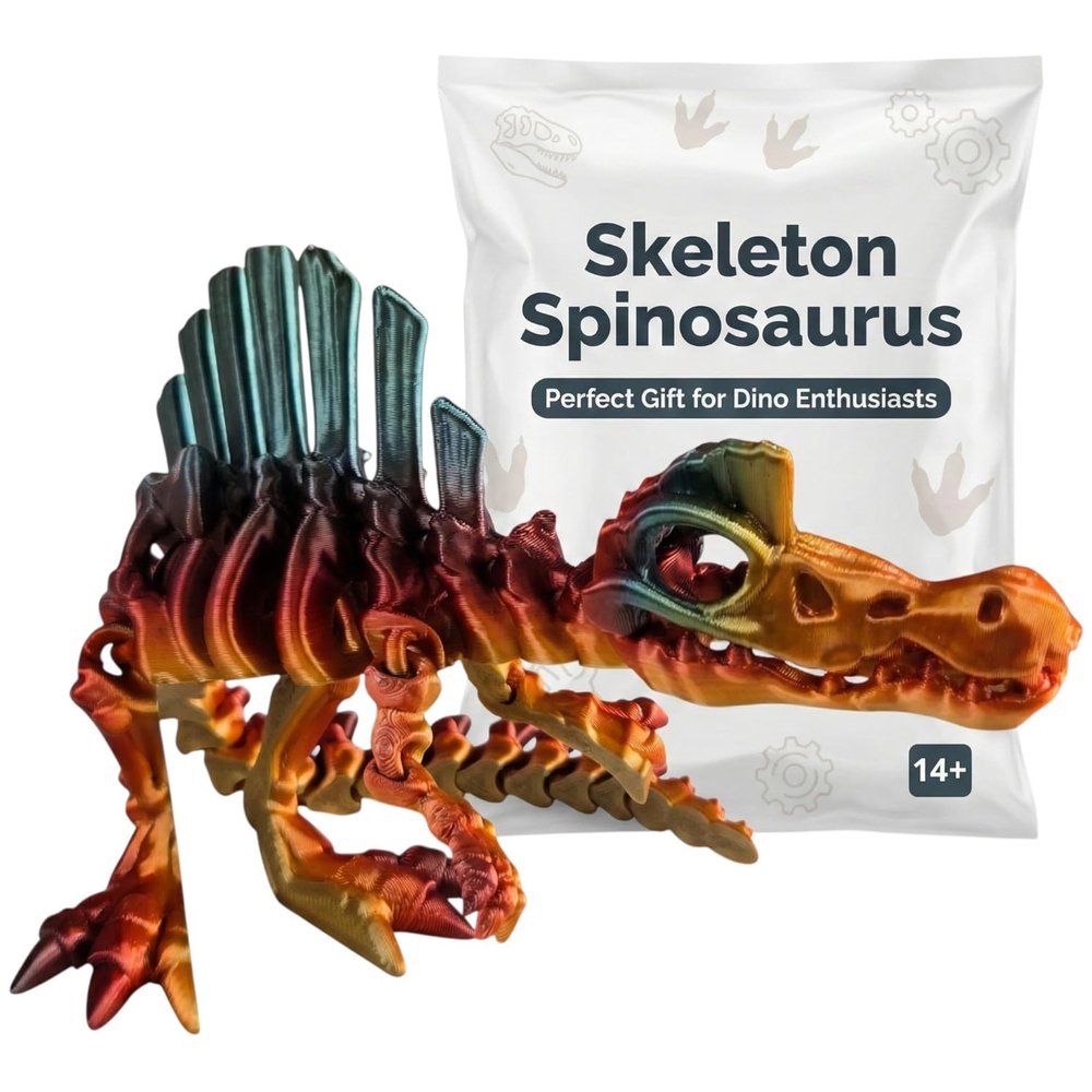 Articulated Skeleton Spinosaurus Figurine - Prehistoric Collectible Desk Decoration - 3D Printed in Canada